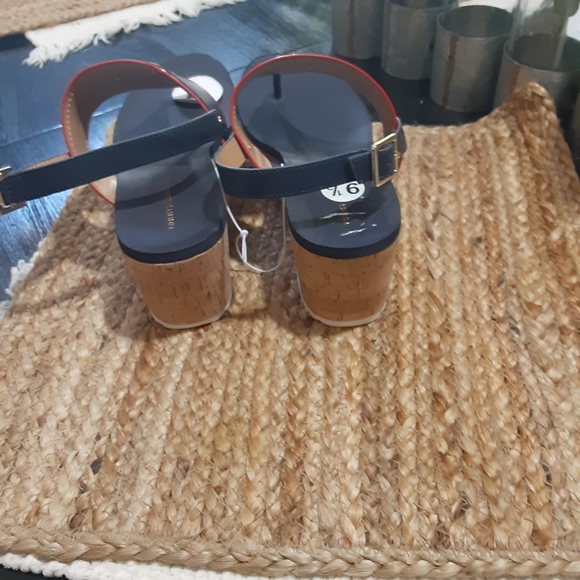 Shoes | Tommy Hilfiger Womens Cork Wedge Navy Sandals | Poshmark